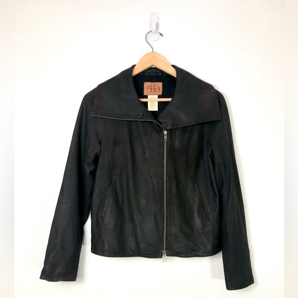 1969 Italian Cow Leather Moto Jacket In Dark Brown S/P - Picture 1 of 13